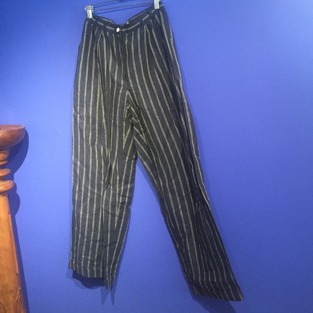 Liz Claiborne Black Pinstripe Wide Leg Pants